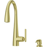 Pfister GT529-SMBG Lita Single Handle Pull-Down Kitchen Faucet with Soap Dispenser, Brushed Gold