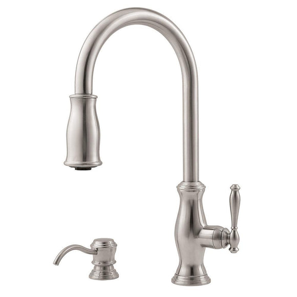 Pfister GT529-TMS Hanover Kitchen Faucet with Soap Dispenser in Stainless Steel