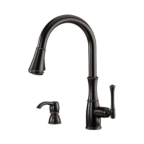 Pfister GT529-WH1Y Wheaton Kitchen Faucet with Soap Dispenser in Tuscan Bronze