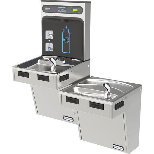 Elkay HTHB-HACG8BLSS-NF Halsey Taylor HydroBoost Filling Station and Bi-Level Water Cooler, 8 GPH