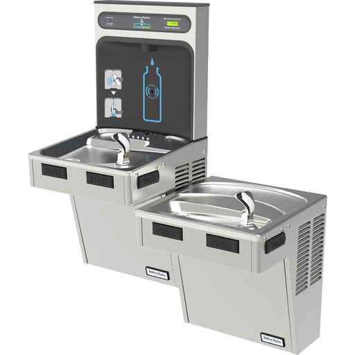 Elkay HTHB-HACG8BLSS-WF Halsey Taylor HydroBoost Filling Station and Bi-Level Water Cooler, Filtered 8 GPH