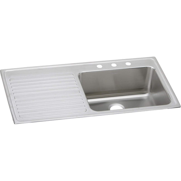 Elkay ILGR4322R1 Lustertone Stainless Steel Single Bowl Top Mount Sink with Drainboard