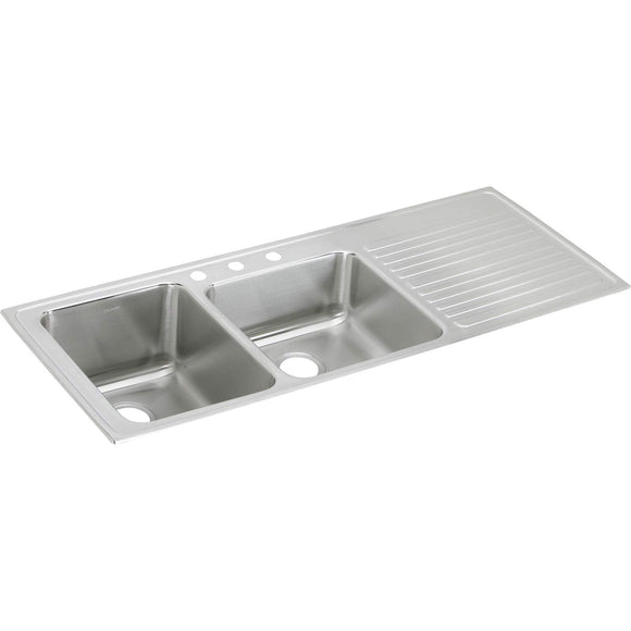 Elkay ILGR5422L1 Lustertone Stainless Steel Offset Double Bowl Top Mount Sink with Drainboard