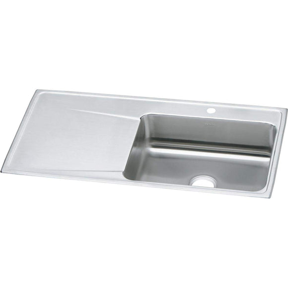 Elkay ILR4322R1 Lustertone Stainless Steel Single Bowl Top Mount Sink with Drainboard