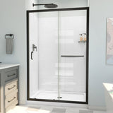 DreamLine D2094836XXC0009 Infinity-Z Sliding Shower Door, Base,, White Wall Kit in Satin Black, Clear Glass
