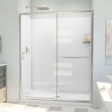 DreamLine D2096032XXC0004 Infinity-Z Sliding Shower Door, Base,, White Wall Kit in Brushed Nickel, Clear Glass
