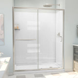 DreamLine D2096036XXR0004 Infinity-Z Sliding Shower Door, Base,, White Wall Kit in Brushed Nickel, Clear Glass