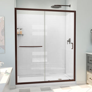 DreamLine D2096036XXR0006 Infinity-Z Sliding Shower Door, Base,, White Wall Kit in Oil Rubbed Bronze, Clear Glass