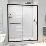 DreamLine D2096032XXR0006 Infinity-Z Sliding Shower Door, Base,, White Wall Kit in Oil Rubbed Bronze, Clear Glass