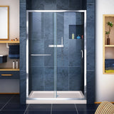DreamLine DL-6975C-22-01 Infinity-Z 36"D x 48"W x 74 3/4"H Clear Sliding Shower Door in Chrome and Center Drain Biscuit Base