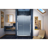 DreamLine DL-6975C-88-01F Infinity-Z 36"D x 48"W x 74 3/4"H Frosted Sliding Shower Door in Chrome and Center Drain Black Base