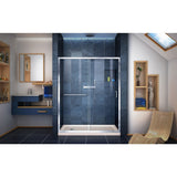 DreamLine DL-6972L-22-01 Infinity-Z 34"D x 60"W x 74 3/4"H Clear Sliding Shower Door in Chrome and Left Drain Biscuit Base