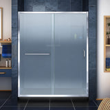 DreamLine DL-6973C-88-01F Infinity-Z 36"D x 60"W x 74 3/4"H Frosted Sliding Shower Door in Chrome and Center Drain Black Base