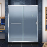 DreamLine DL-6970L-88-01F Infinity-Z 30"D x 60"W x 74 3/4"H Frosted Sliding Shower Door in Chrome and Left Drain Black Base
