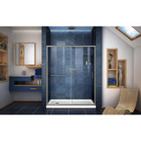 DreamLine DL-6973L-04CL Infinity-Z 36"D x 60"W x 74 3/4"H Clear Sliding Shower Door in Brushed Nickel and Left Drain White Base