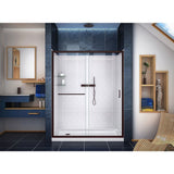 DreamLine DL-6118-CLL-06 Infinity-Z 34" D x 60" W x 76 3/4" H Clear Sliding Shower Door in Oil Rubbed Bronze, Left Drain Base and Backwalls