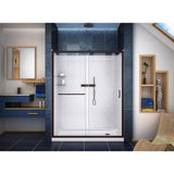 DreamLine DL-6116-CLR-06 Infinity-Z 30" D x 60" W x 76 3/4" H Clear Sliding Shower Door in Oil Rubbed Bronze, Right Drain Base and Backwalls