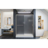 DreamLine DL-6973C-04FR Infinity-Z 36"D x 60"W x 74 3/4"H Frosted Sliding Shower Door in Brushed Nickel and Center Drain White Base