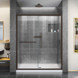 DreamLine DL-6970C-06CL Infinity-Z 30"D x 60"W x 74 3/4"H Clear Sliding Shower Door in Oil Rubbed Bronze and Center Drain White Base