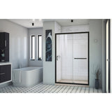 DreamLine DL6975CLC-22-09 Infinity-Z 36" D x 48" W x 74 3/4" H Clear Sliding Shower Door in Satin Black and Center Drain Biscuit Base