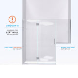 DreamLine D3242434L-04 Unidoor-X 72-72 1/2"W x 72"H Frameless Hinged Shower Door in Brushed Nickel