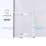 DreamLine E3300634L-04 Unidoor-X 60"W x 34 3/8"D x 72"H Frameless Hinged Shower Enclosure in Brushed Nickel