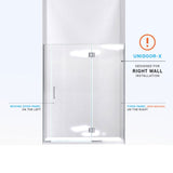 DreamLine D32306572R-04 Unidoor-X 53 1/2-54"W x 72"H Frameless Hinged Shower Door in Brushed Nickel