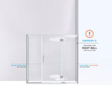 DreamLine E3261434R-04 Unidoor-X 64"W x 34 3/8"D x 72"H Frameless Hinged Shower Enclosure in Brushed Nickel