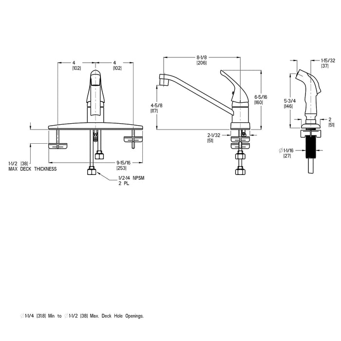 Pfister J134-444S Pfirst Kitchen Faucet with Side Spray, Stainless Steel