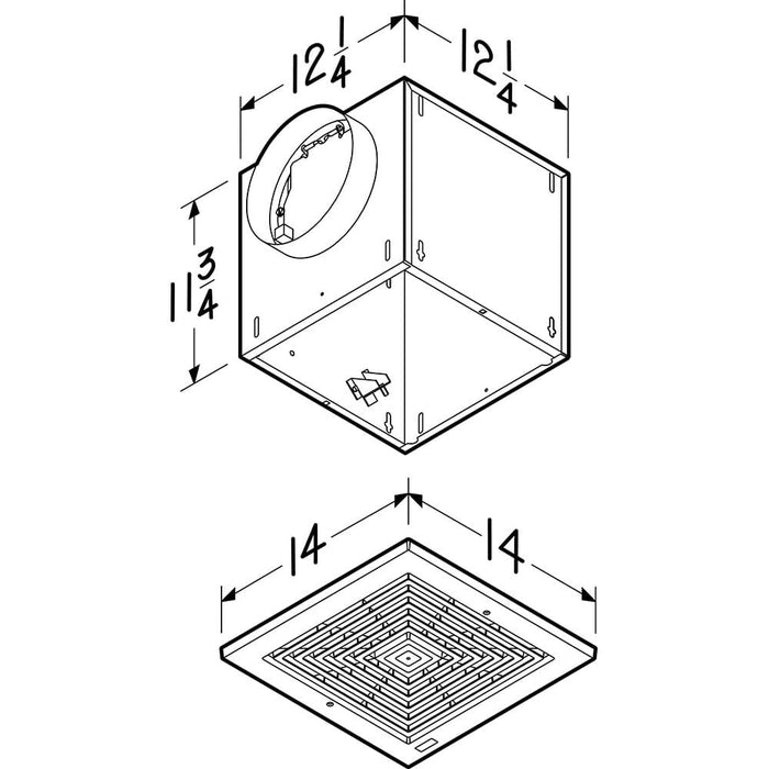 Broan Nutone L200 Ventilator, 210 CFM Horizontal 1.7 Sones, 207 CFM Vertical 2.0 Sones Polymeric Grille
