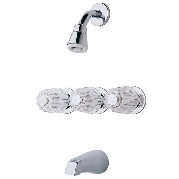 Pfister LG01-1120 Tub and Shower Faucet with Metal Knob Handles in Polished Chrome