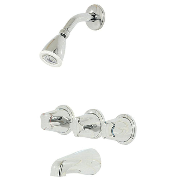Pfister LG01-3110 Tub and Shower Faucet with Metal Knob Handles in Polished Chrome