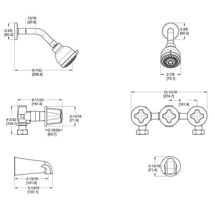 Pfister LG01-3210 01 Series Three Handle Tub and Shower - Chrome