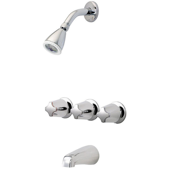 Pfister LG01-3410 Tub and Shower Faucet with Metal Knob Handles in Polished Chrome