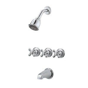Pfister LG01-8CBC 3-Handle Tub and Shower Faucet with Metal Cross Handles 1.8 GPM Polished Chrome