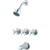 Pfister LG01-8CPC 3-Handle Tub and Shower Faucet With Porcelain Cross Handles Polished Chrome
