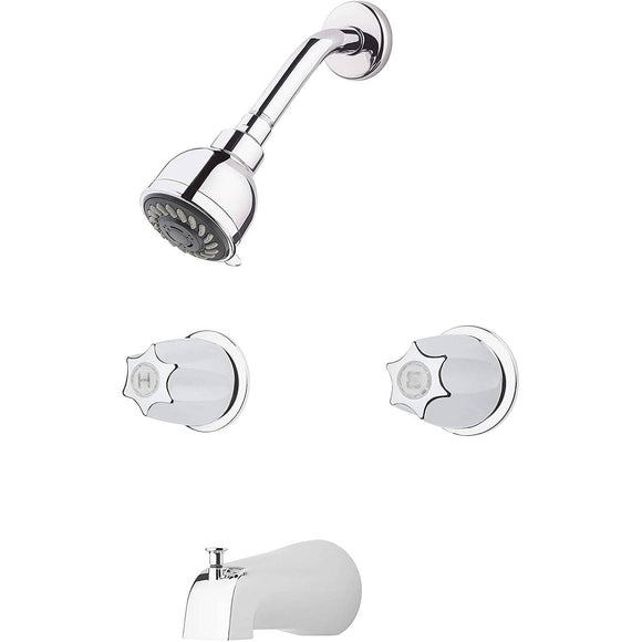 Pfister LG03-6120 2-Handle Tub and Shower Faucet with Metal Knob Handles in Polished Chrome