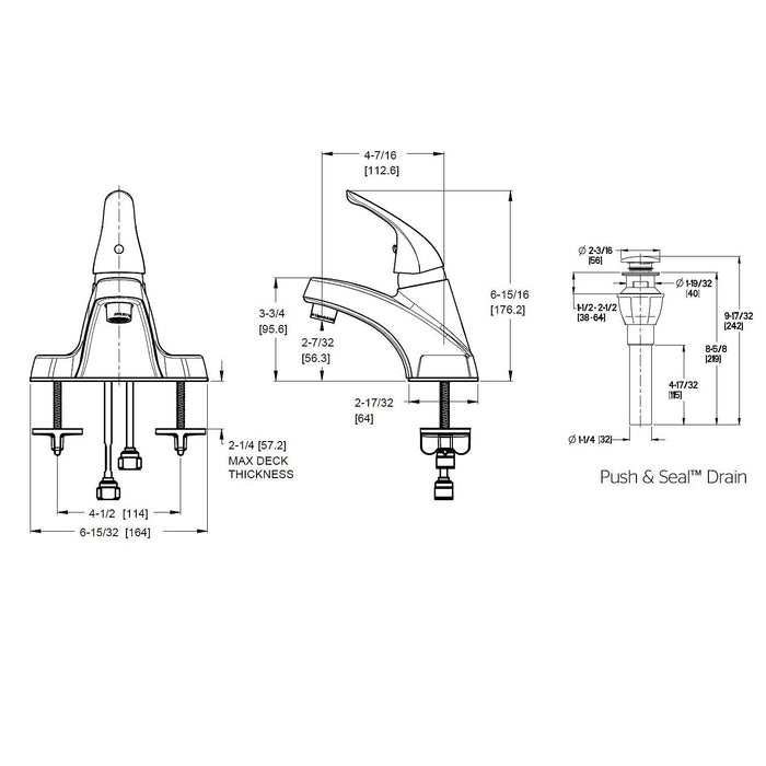 Pfister LG142-800K Pfirst Single Control 4" Bathroom Faucet, Brushed Nickel