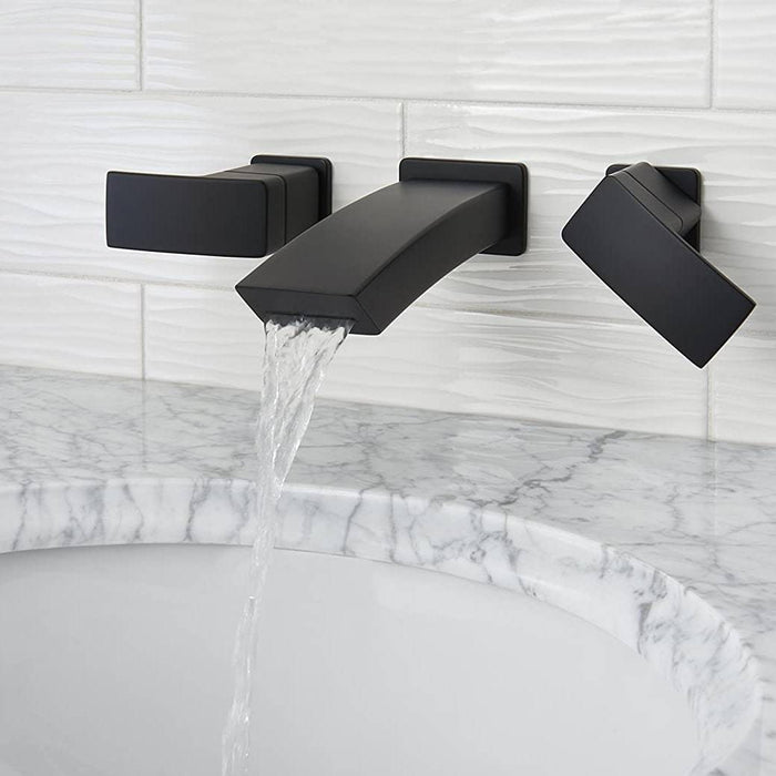 Pfister LG49-DF3B Kenzo 2-Handle 8" Wallmount Bathroom Faucet in Matte Black