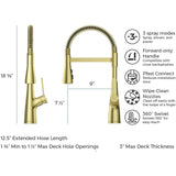 Pfister LG529-NECBG Neera Pull-Down Culinary Kitchen Faucet in Brushed Gold
