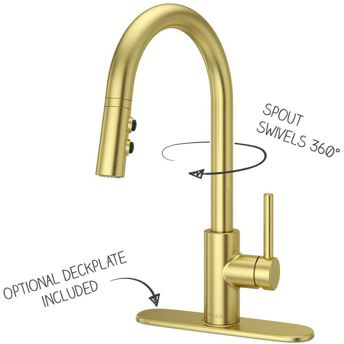 Pfister LG529SABG Stellen 1-Handle Pull Down Kitchen Faucet, Brushed Gold