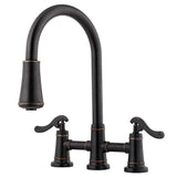Pfister LG531-YPY Ashfield Double Handle Pull-Down Kitchen Faucet in Tuscan Bronze