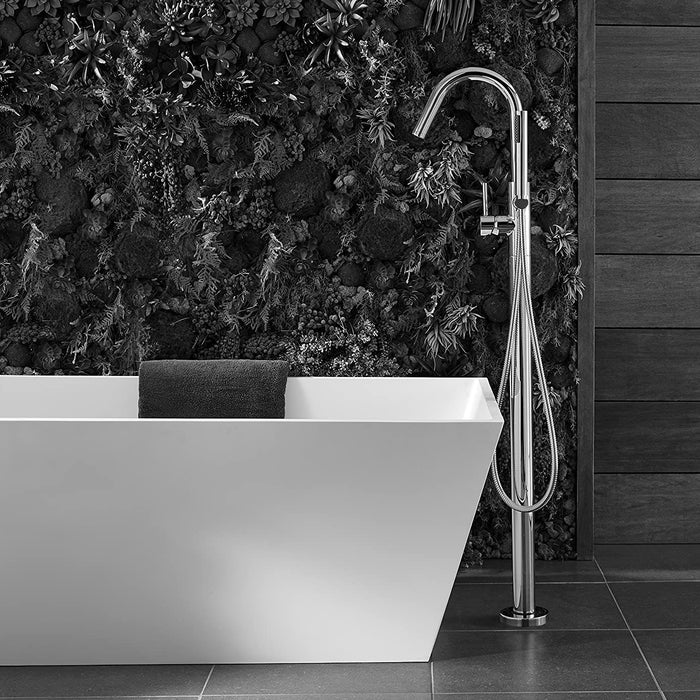 Pfister LG61-MFD Modern Single-hole Free-standing Tub Filler with Hand Shower 1.8 GPM Polished Nickel