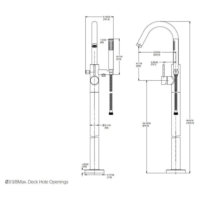 Pfister LG61-MFD Modern Single-hole Free-standing Tub Filler with Hand Shower 1.8 GPM Polished Nickel