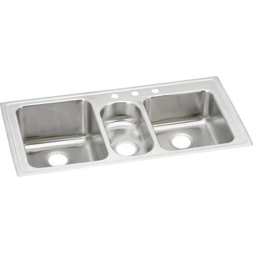 Elkay LGR43223 Lustertone Stainless Steel 43" x 22" x 10", Triple Bowl Top Mount Kitchen Sink