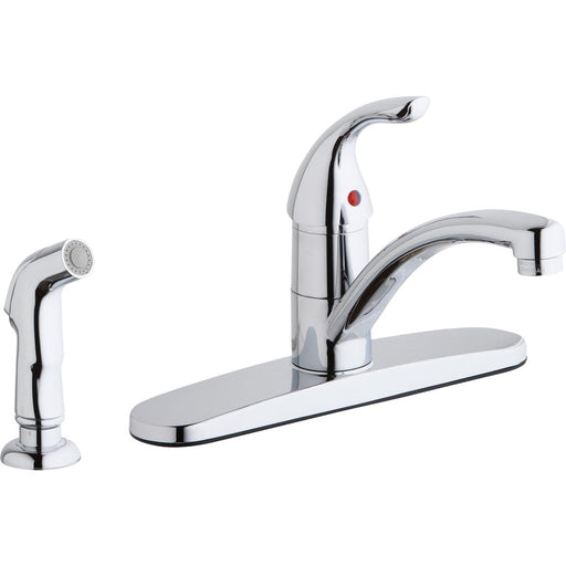Elkay LK1001CR Three Hole Deck Mount Kitchen Faucet, and Side Spray and Escutcheon Chrome