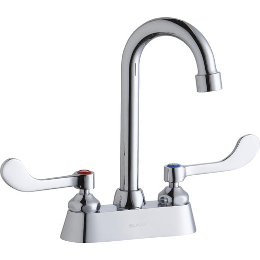 Elkay LK406GN04T4 4" Centerset, Exposed Deck Faucet, 4" Gooseneck Spout 4" Chrome
