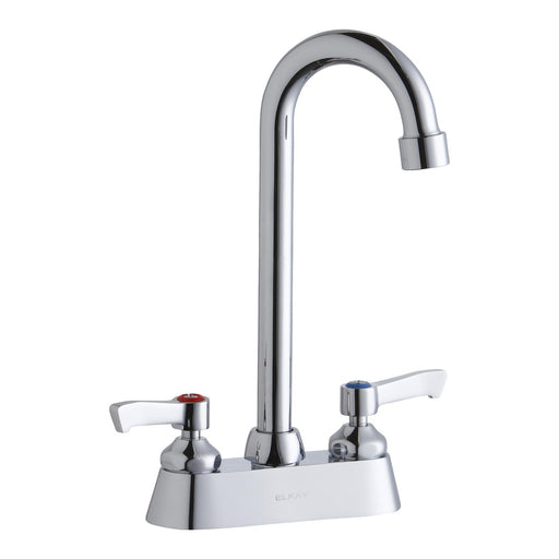 Elkay LK406GN05L2 4" Centerset, Exposed Deck Faucet, 5" Gooseneck Spout 2" Levers Chrome