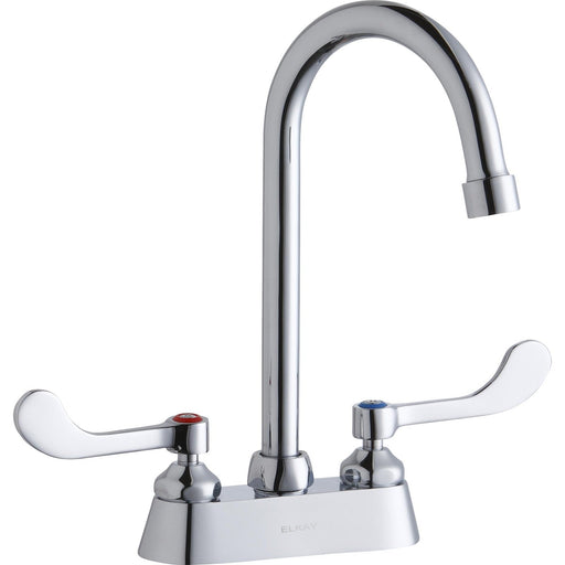 Elkay LK406GN05T4 4" Centerset, Exposed Deck Faucet, 5" Gooseneck Spout 4" Chrome