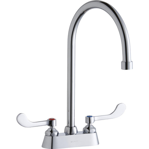 Elkay LK406GN08T4 4" Centerset, Exposed Deck Faucet, 8" Gooseneck Spout 4" Chrome